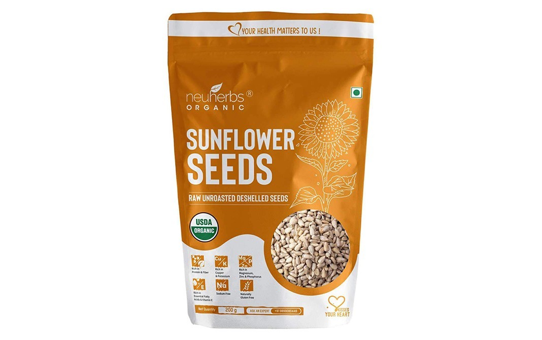 Neuherbs organic Sunflower Seeds Raw Unroasted Deshelled Seeds   Pack  200 grams